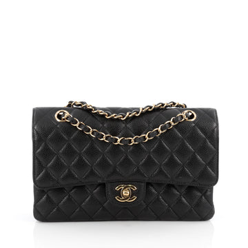 Chanel Classic Double Flap Bag Quilted Caviar Medium Black