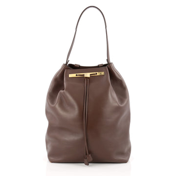 The Row Drawstring Backpack Leather Large Brown
