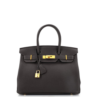 Birkin Handbag Ebene Togo with Gold Hardware 30