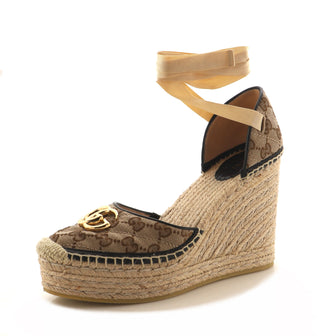 Gucci Women's GG Marmont Wedge Espadrilles Mixed Materials