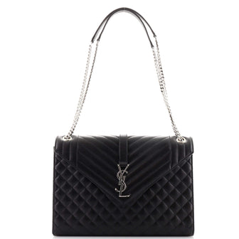 Saint Laurent Classic Monogram Envelope Satchel Mixed Matelasse Leather Large