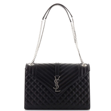 Saint Laurent Classic Monogram Envelope Satchel Mixed Matelasse Leather Large