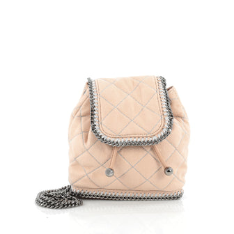 Stella McCartney Falabella Backpack Quilted Faux Suede Mini Pink