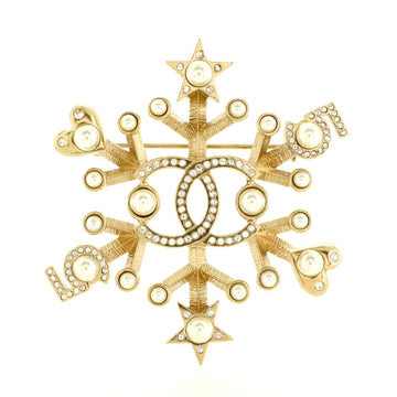 Chanel Symbolic Snowflake Brooch Metal with Faux Pearls and Crystals