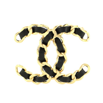 Chanel Woven Chain CC Brooch Metal and Leather