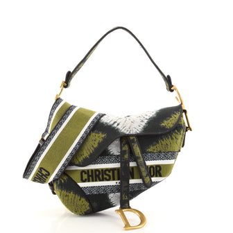 Christian Dior Saddle Bag Tie Dye Embroidered Canvas Medium