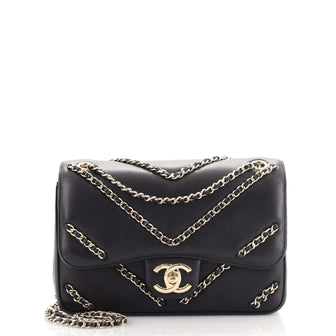 Chanel CC Flap Bag Lambskin with Chevron Chain Detail Mini