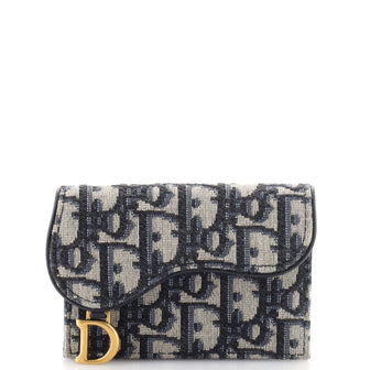 Christian Dior Saddle Card Case Oblique Canvas