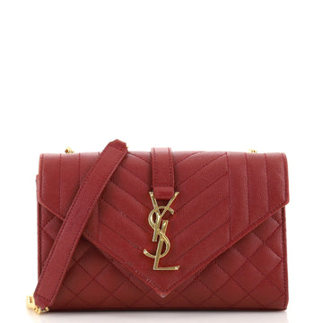 Saint Laurent Classic Monogram Envelope Satchel Mixed Matelasse Leather Small