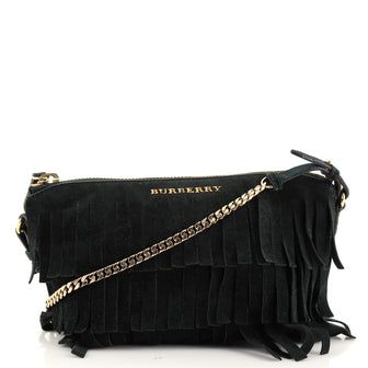 Burberry Fringe Peyton Crossbody Suede