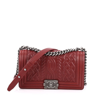 Chanel Paris-Edinburgh Boy Flap Bag Celtic Knot Embossed Calfskin Old Medium