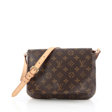 Louis Vuitton Musette Tango Handbag Monogram Canvas Brown