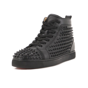 Christian Louboutin Men's Louis Spikes Flat High-Top Sneakers Studded Leather