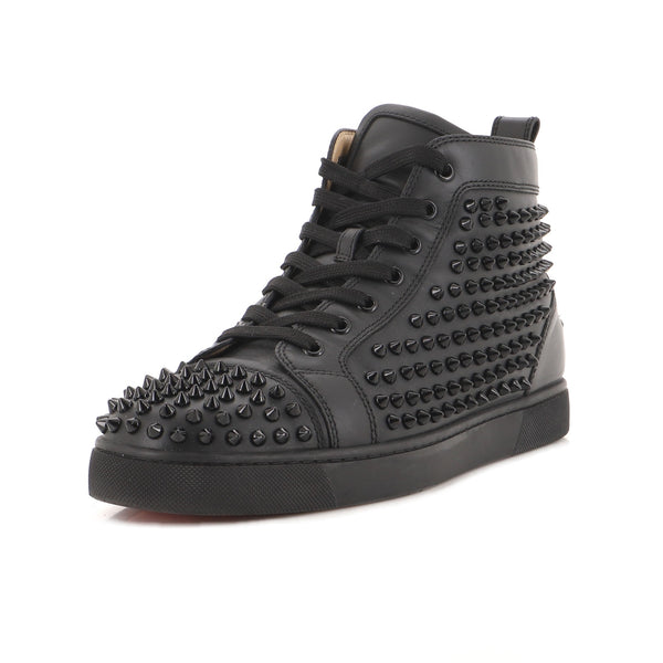Christian Louboutin Black Louis Spikes High Top Sneakers