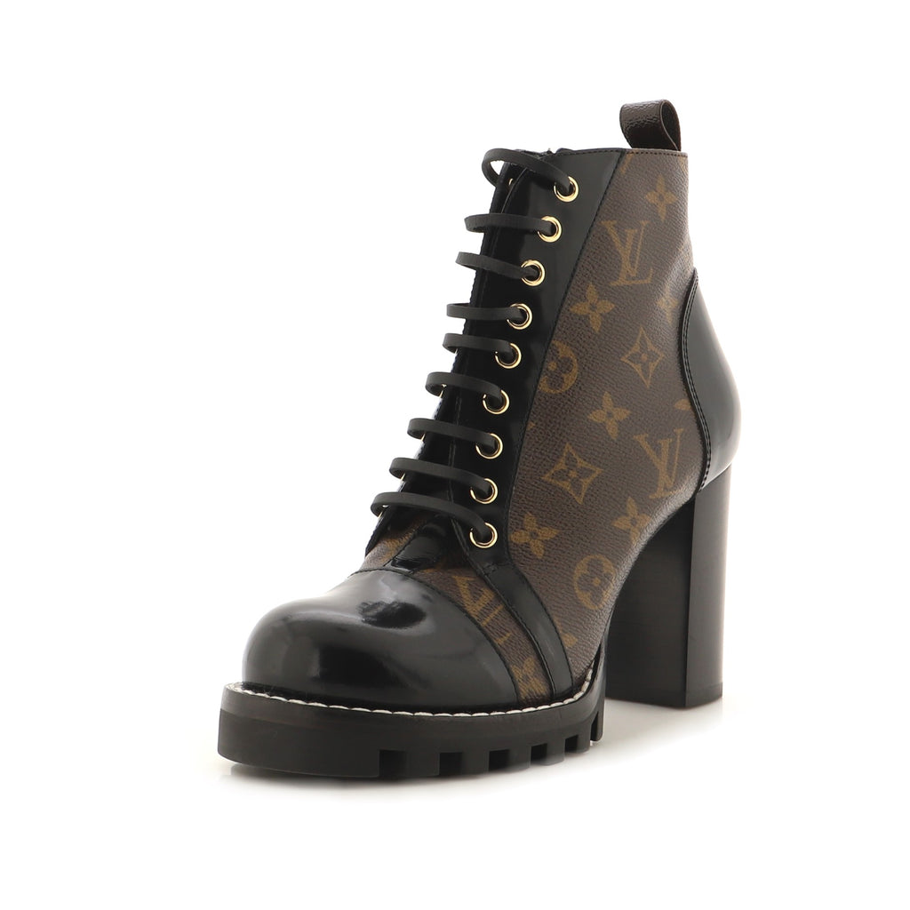 Louis Vuitton Women's Star Trail Ankle Boots Monogram Canvas with Patent  Black 16545216