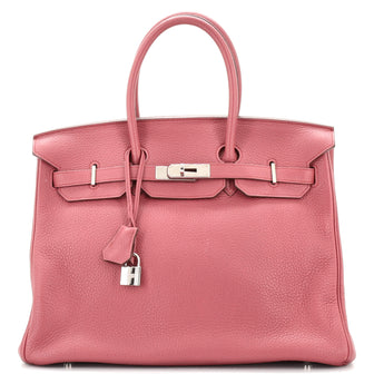 Hermes Birkin Handbag Pink Clemence with Palladium Hardware 35