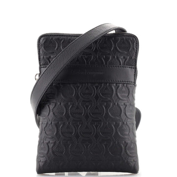 Salvatore Ferragamo Flat Crossbody Pouch Gancini Embossed Leather Small