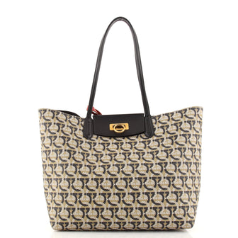 Salvatore Ferragamo Gancini Travel Tote Gancini Jacquard Medium Print 16545336
