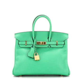 Hermes Birkin Handbag Green Swift with Gold Hardware 25