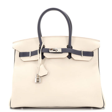 Hermes Birkin Handbag Bicolor Togo with Palladium Hardware 35