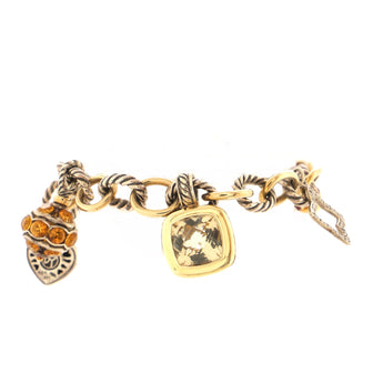 David Yurman 25th Anniversary Charm Bracelet Sterling Silver and 18K Yellow Gold with Citrine, Garnet and Diamonds
