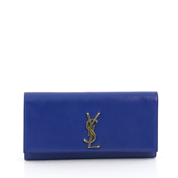 Saint Laurent Classic Monogram Clutch Patent Long Blue