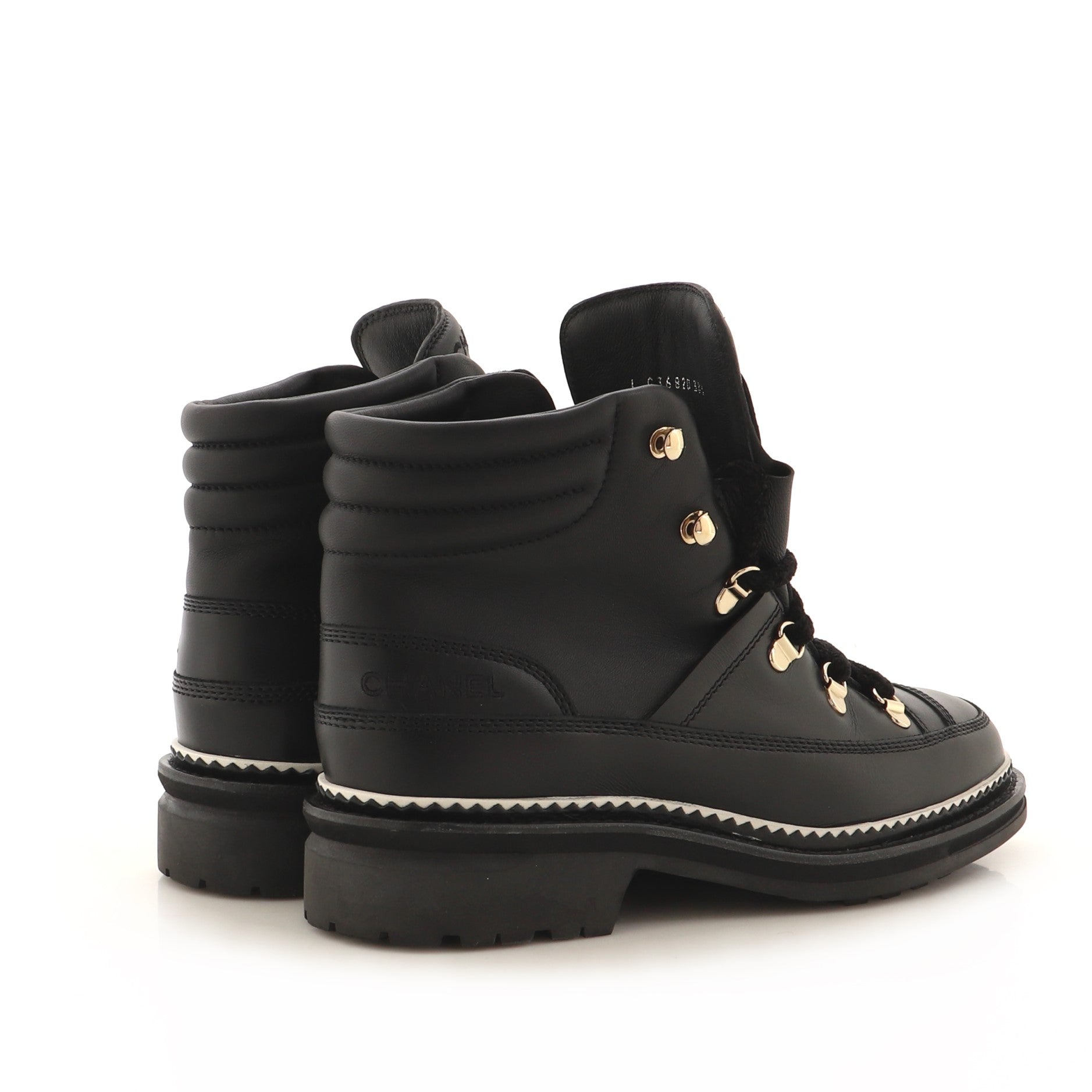Chanel Women's Hiking Boots Leather Black 1655871
