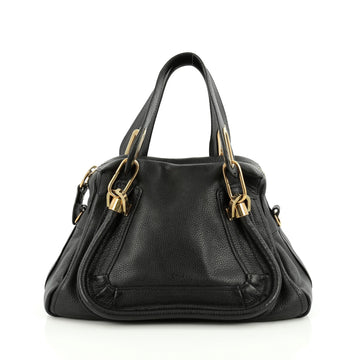 Chloe Paraty Top Handle Bag Leather Small Black