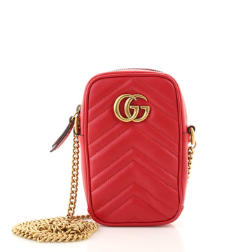Gucci GG Marmont Vertical Phone Crossbody Bag Matelasse Leather Mini
