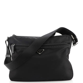 Prada Front Zip Messenger Bag Tessuto Medium
