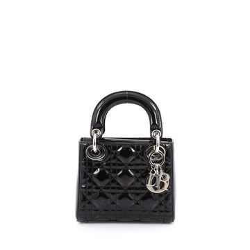Christian Dior Lady Dior Handbag Cannage Quilt Patent Mini