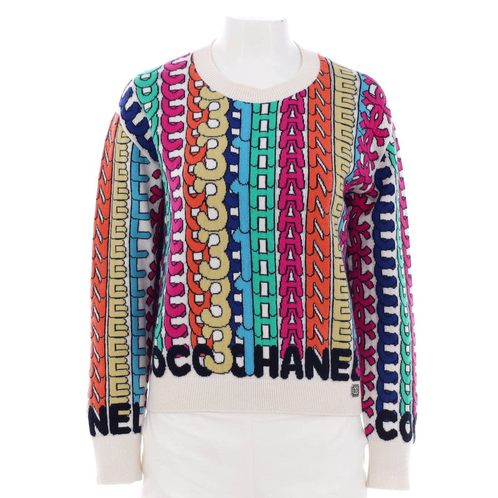 Chanel Women's Coco 31 All-Over Logo Sweater Cashmere Multicolor