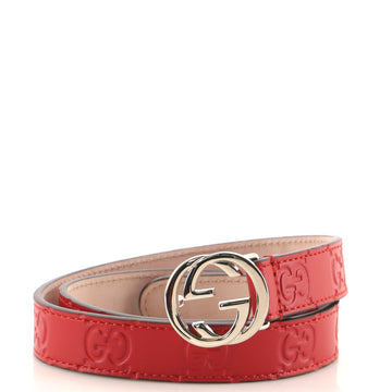 Gucci Kid's Interlocking G Belt Guccissima Leather Thin