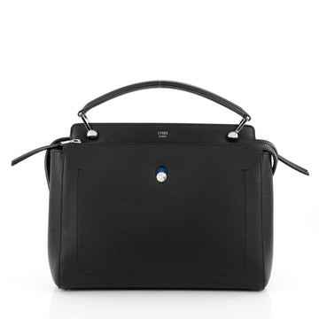 Fendi DotCom Convertible Satchel Leather Medium Black