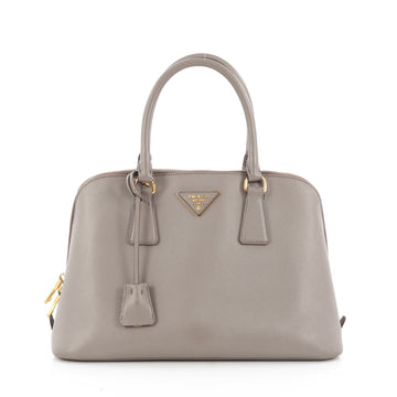 Prada Promenade Handbag Saffiano Leather Medium Gray