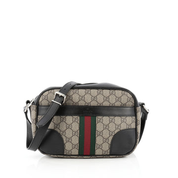 Gucci Web Camera Bag GG Coated Canvas with Leather Medium