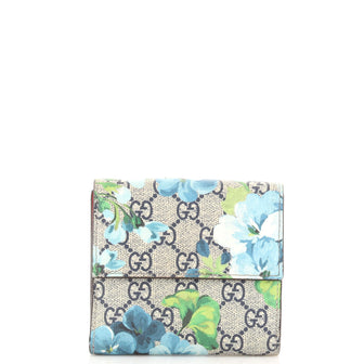 Gucci French Flap Wallet Blooms Print GG Coated Canvas