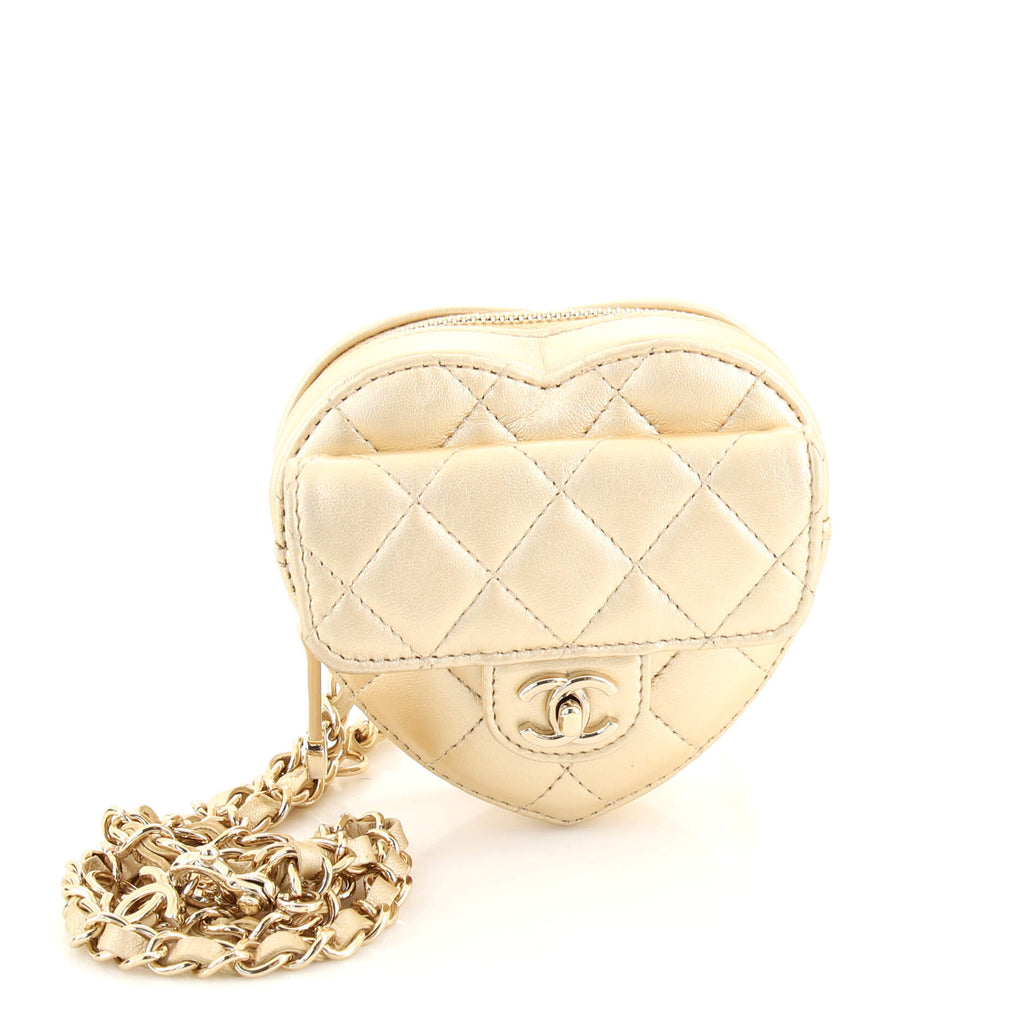Chanel CC in Love Heart Belt Bag Quilted Lambskin Gold 1657841