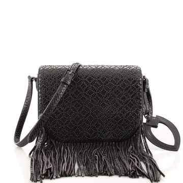 Alaia Fringe Flap Crossbody Bag Arabesque Studded Python Small