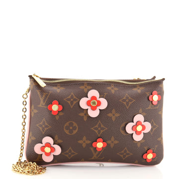 Louis Vuitton Double Zip Pochette Limited Edition Blooming Flowers Monogram Canvas