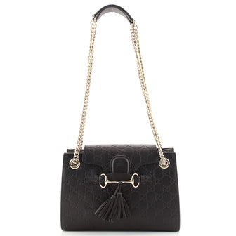 Gucci Emily Chain Flap Shoulder Bag Guccissima Leather Small