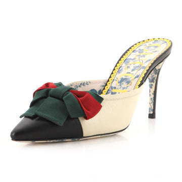 Gucci Women's Pointed Web Heeled Mules Leather