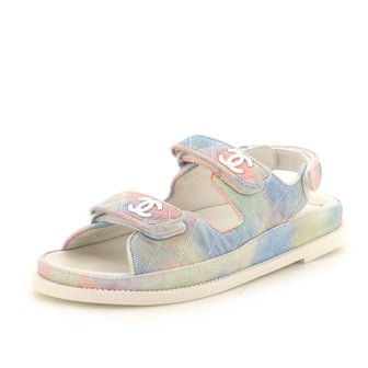 Chanel Women's Velcro Dad Sandals Quilted Multicolor Canvas