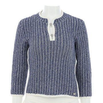 Chanel Women's Cropped Sleeve Pullover Knit Cotton Blend