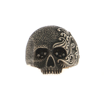 David Yurman Wave Skull RIng Sterling Silver with Black Diamonds