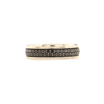 David Yurman Streamline 2 Row Band Ring Sterling Silver with Black Diamonds