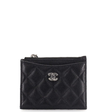 Chanel CC Zip Card Holder Quilted Caviar