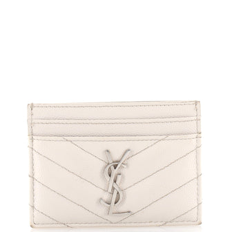 Saint Laurent Classic Monogram Card Holder Matelasse Chevron Leather