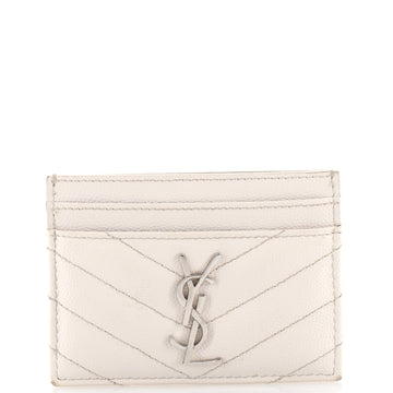 Saint Laurent Classic Monogram Card Holder Matelasse Chevron Leather