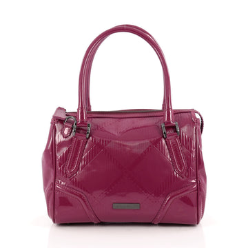 Burberry Anford Convertible Bowling Bag Embossed Patent Medium Pink